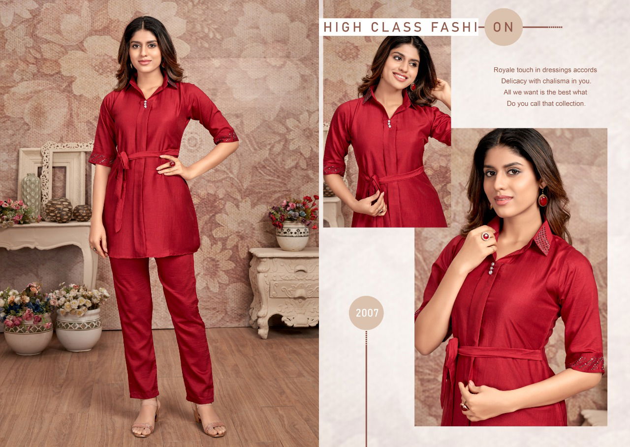 Sophia KF Plain Cord Set Ladies Top With Bottom Wholesale Shop In Surat